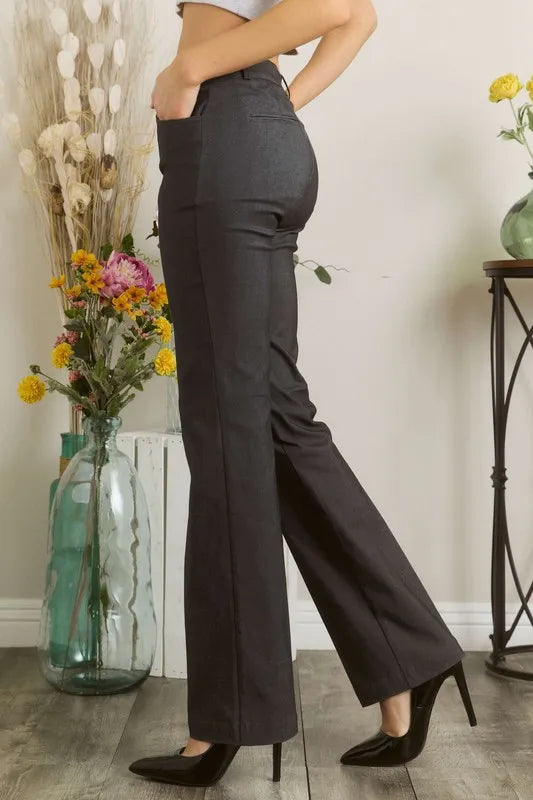 Mittoshop Full Size Solid Color Pants with Pocket Plus Size