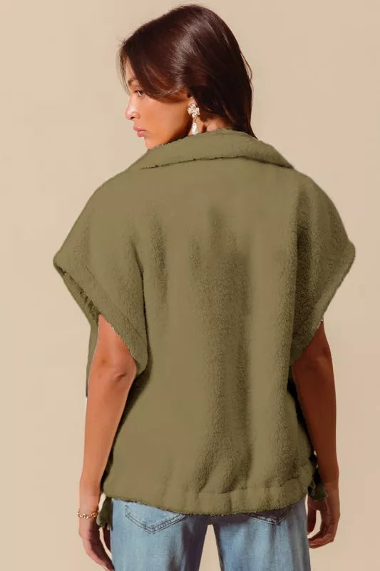 SO ME Over Sized Soft Sherpa Fur Sleeveless Vest Jacket