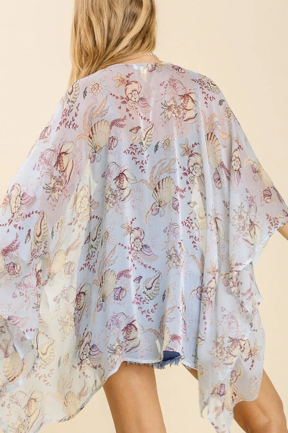 Umgee Full Size Sheer Mixed Print Kimono with Side Slit Plus Size