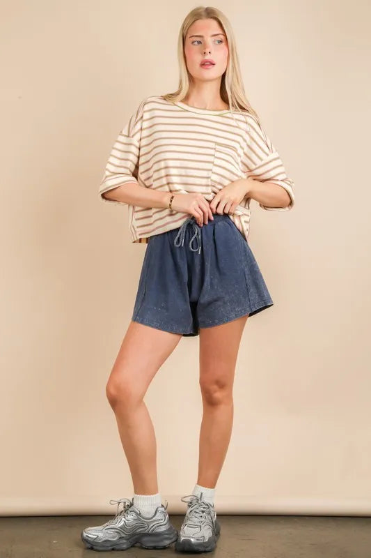 VERY J Mineral Washed Comfy Baggy Shorts
