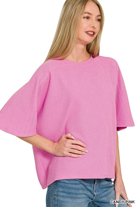 Zenana Double Knit Short Sleeve Top