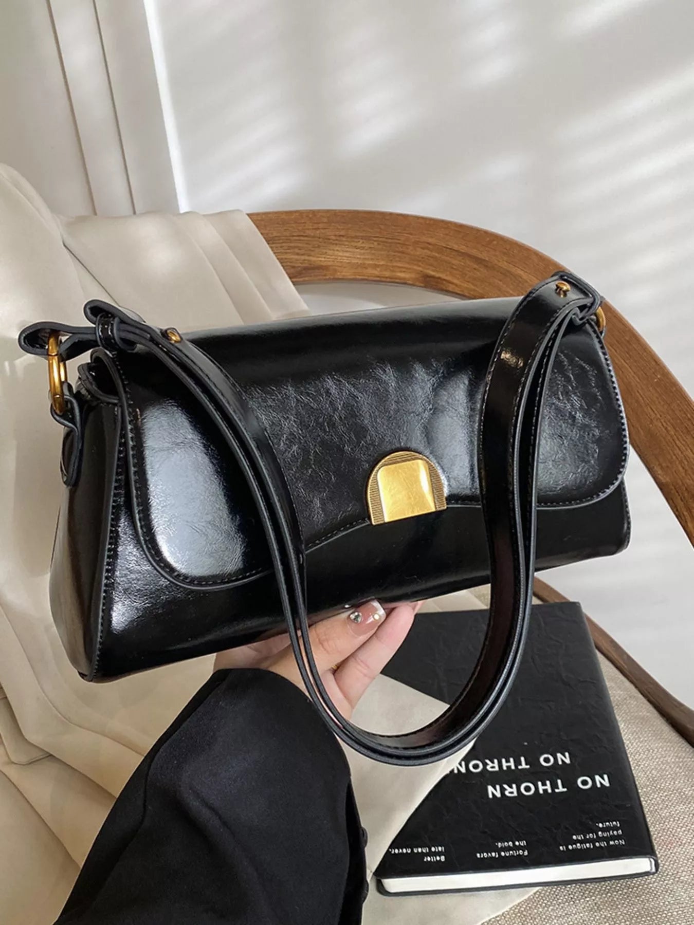 Golden Clasp Shoulder Bag