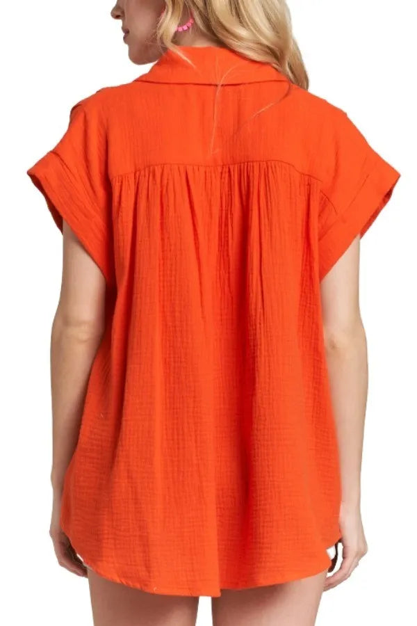 ADORA Button Down Solid Shirt W Pockets