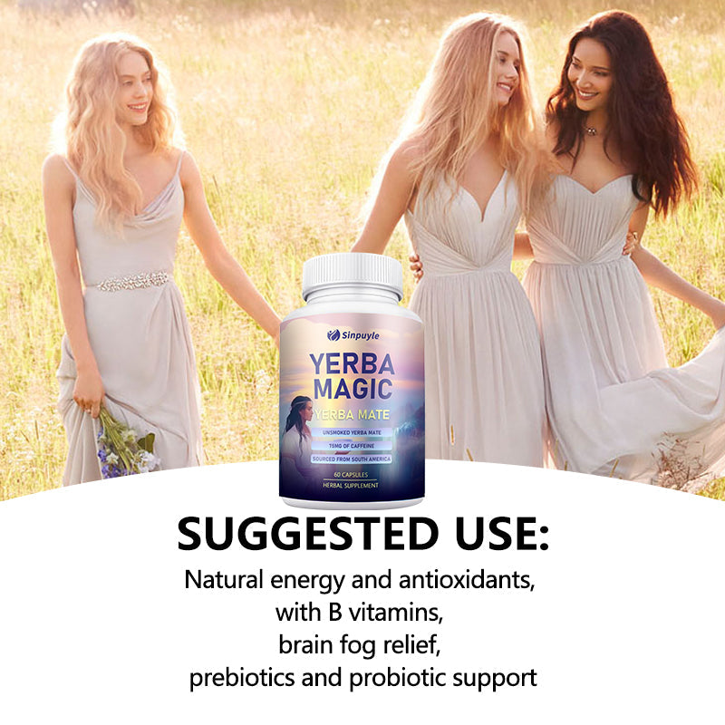 Yerba Magic Yerba Mate Pure Clean Energy Gut Health Supplements Probiotic Digestive Support Capsules Immune Support Daily Wellness 60 Capsules Bottle