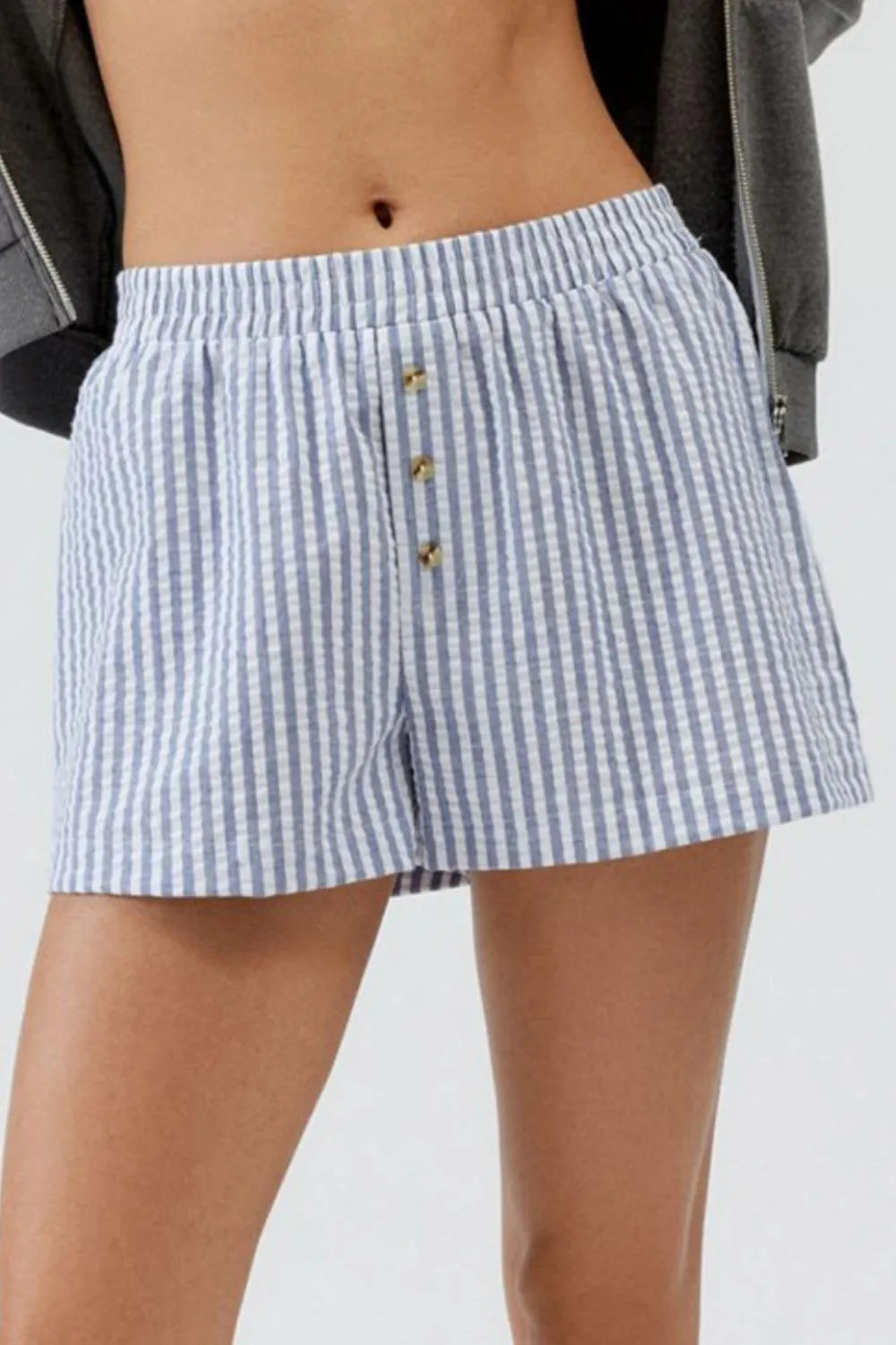 Striped Elastic Waist Shorts