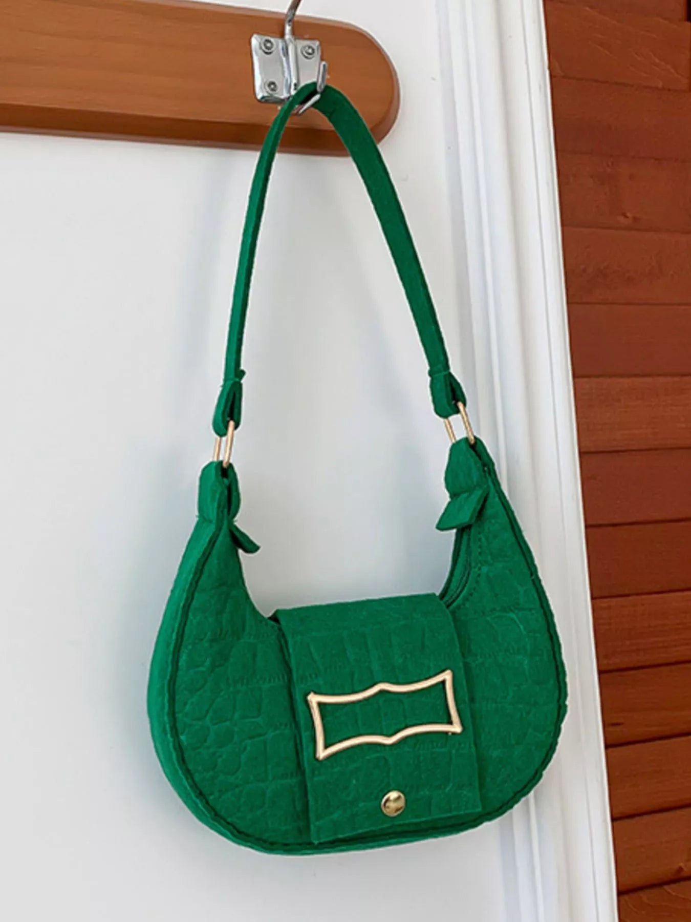 Crocodile Embossed Flap Shoulder Bag
