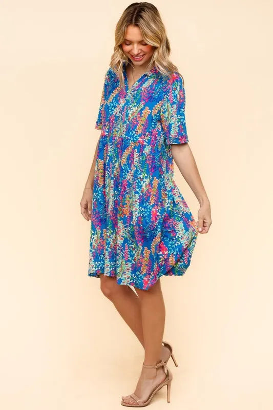 Haptics Johnny Collar Babydoll Dress with Side Pockets