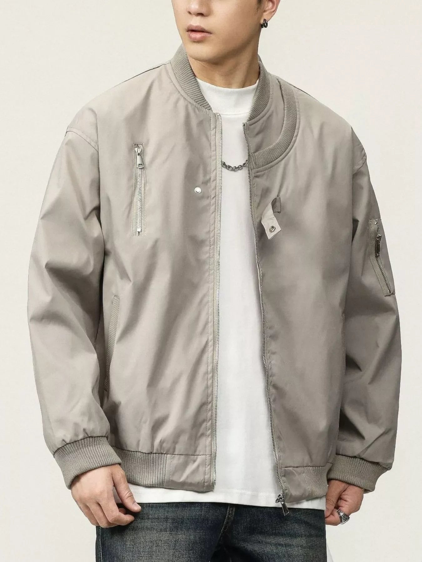 Men's Plus Size Zip Up Long Sleeve Jacket