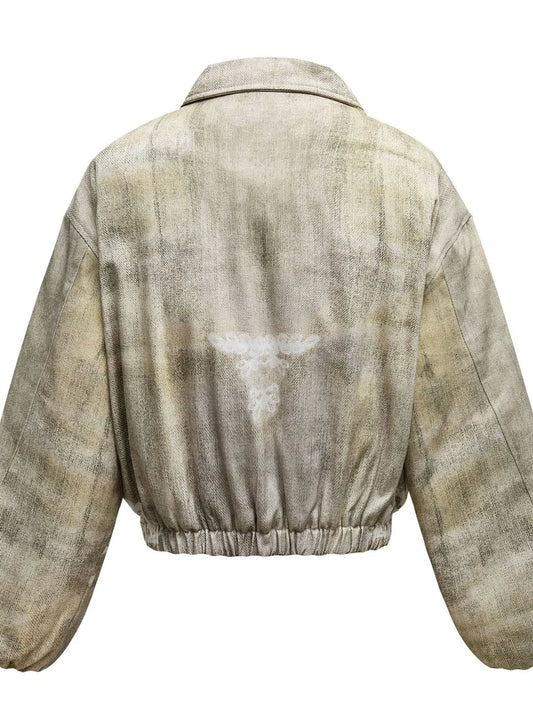 Men's Distressed Paint Splatter Zip Up Jacket