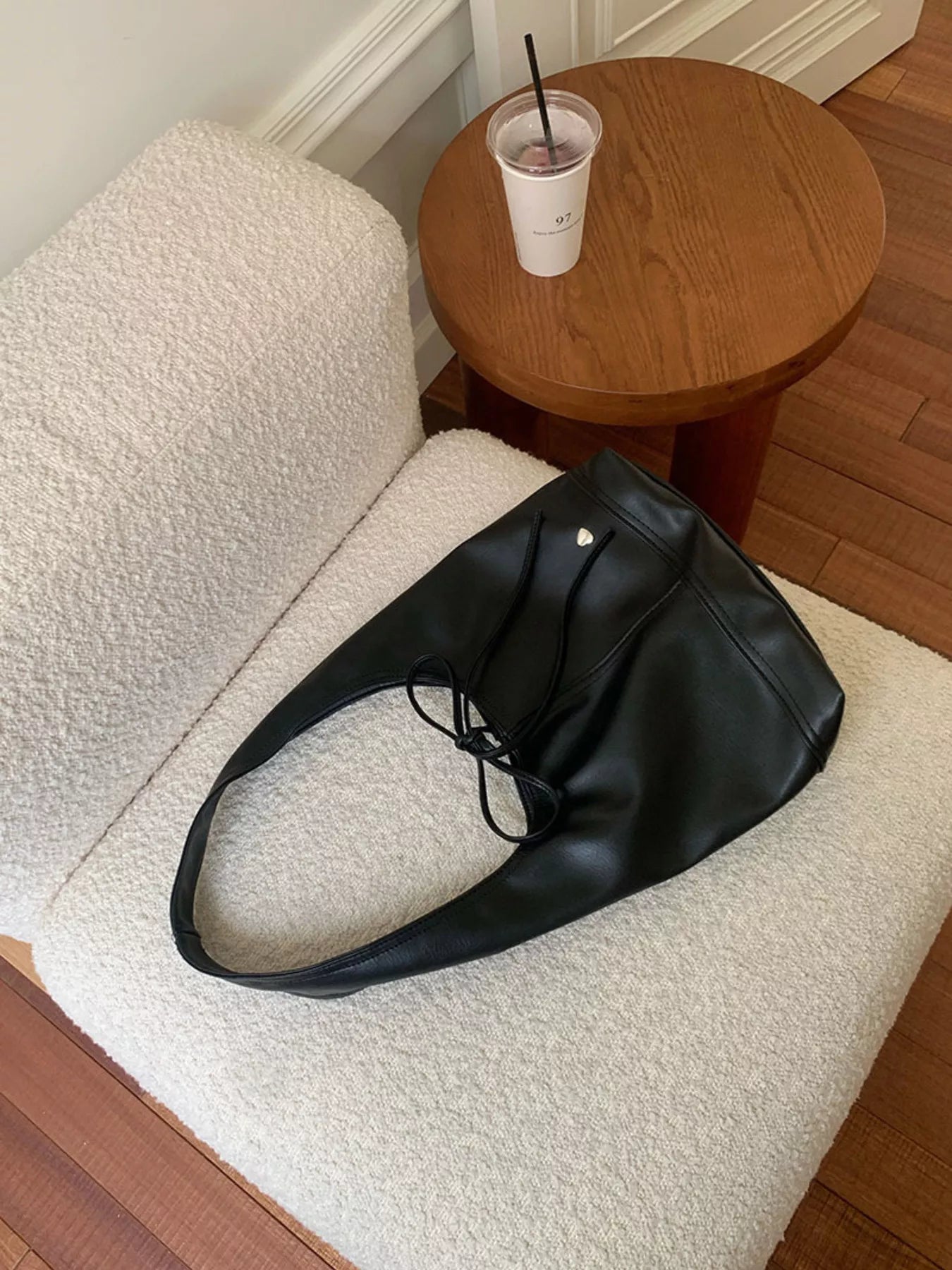 Leather Tied Shoulder Bag