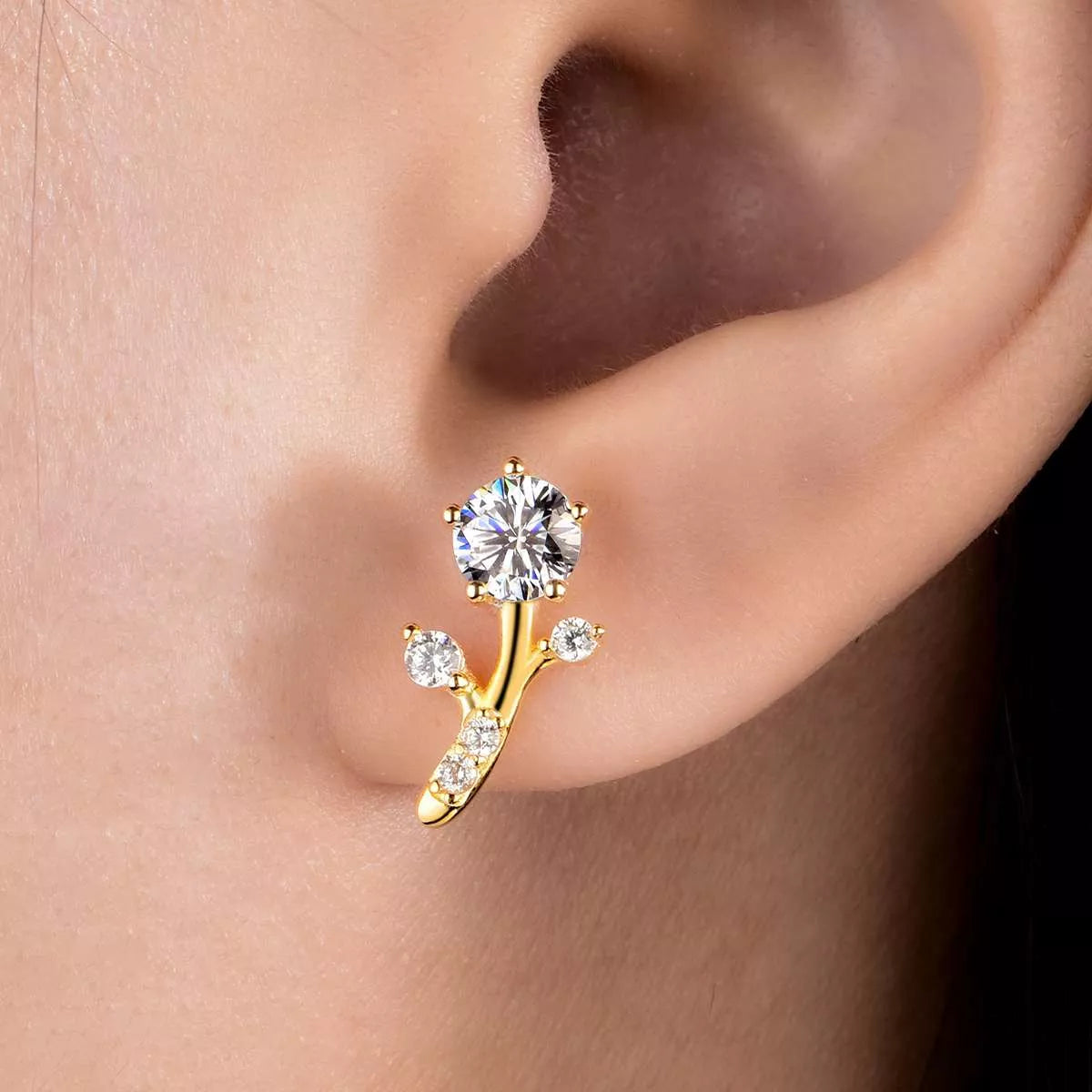 2 Carat Moissanite 925 Sterling Silver Floral Stud Earrings