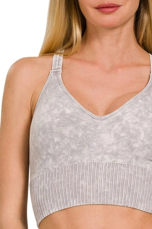 Zenana Washed Crisscross Strap Back Seamless Tank Top