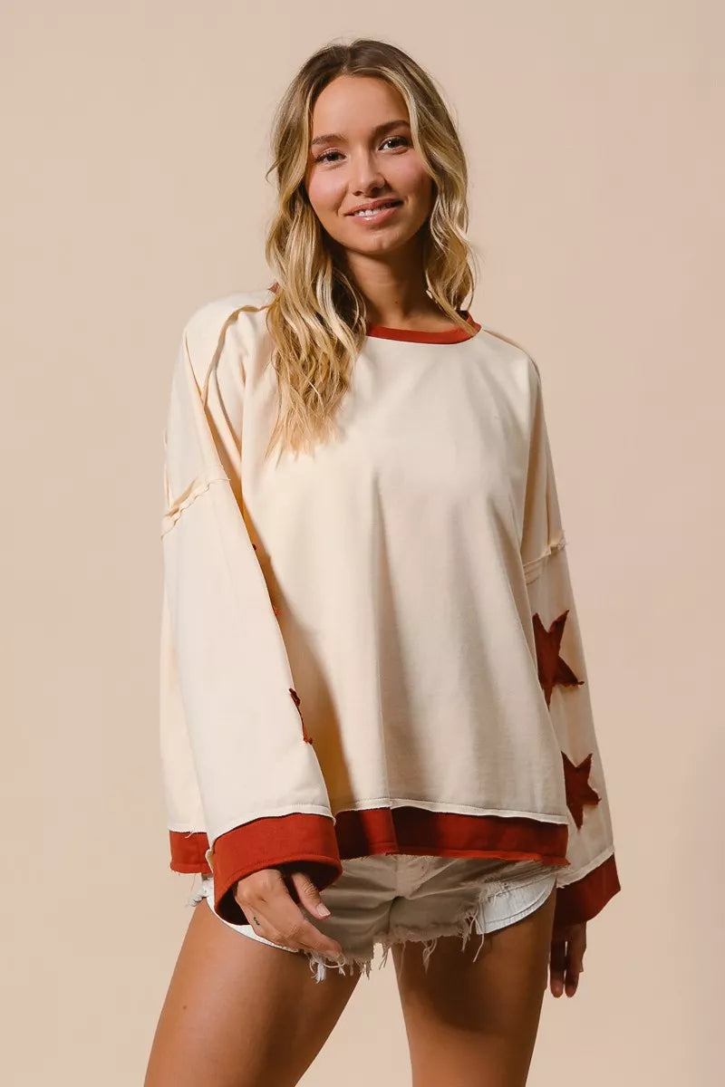 BiBi French Terry Top With Patch Detail Sweatshirt