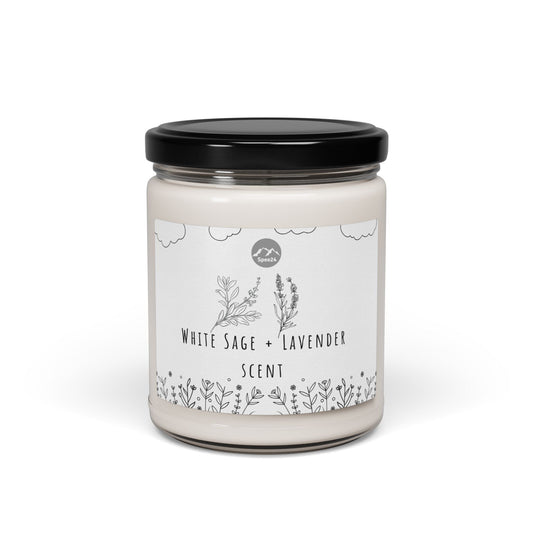White Sage Lavender Scented Soy Candle | Calm Relaxation Gift, Aromatherapy Candle, Home Decor, Self-Care, Eco-Friendly -- 9oz