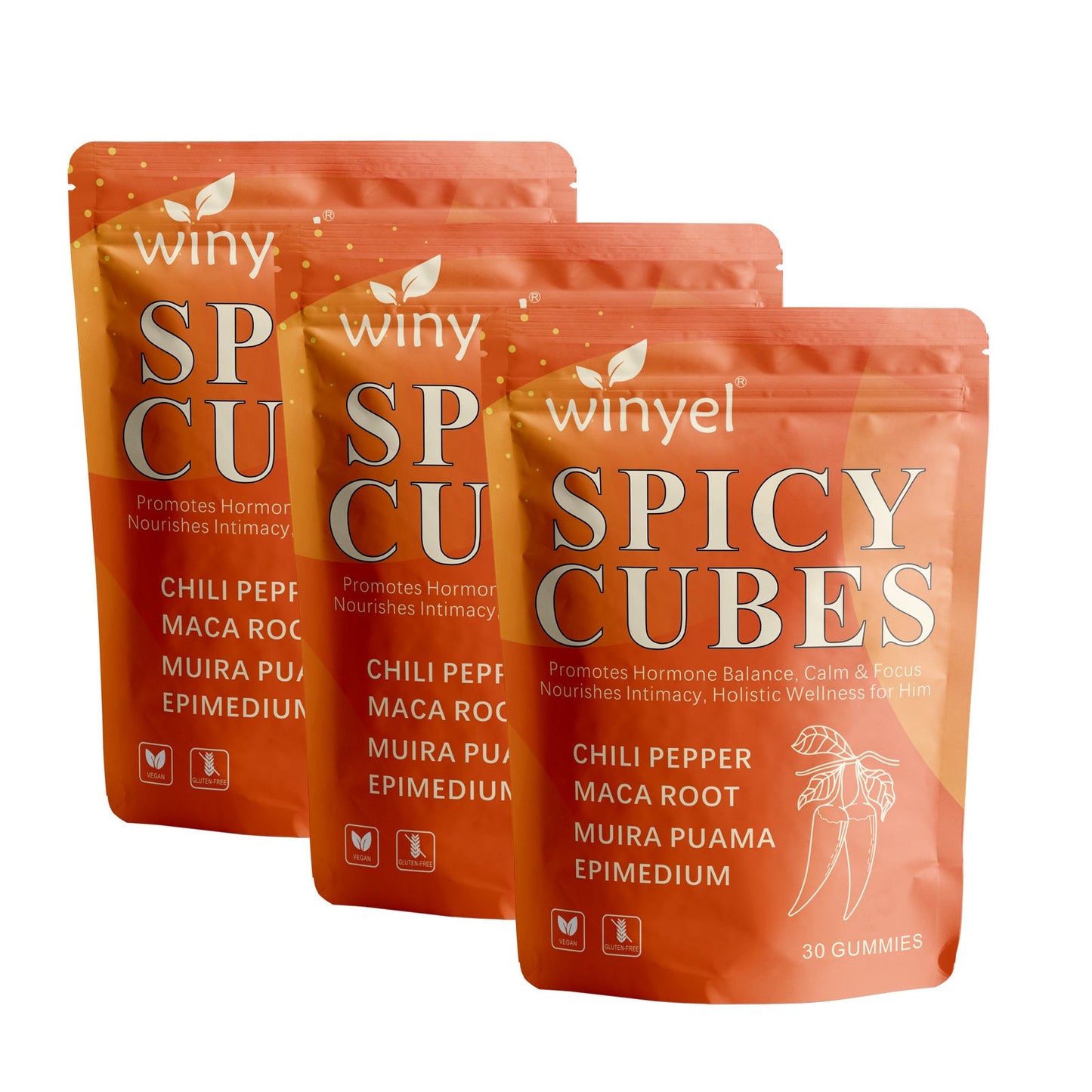 Spicy Cubes, Intimacy Gummies With Chili Pepper, Muira Puama, Maca Root, Epimedium, Helps Promote Hormone Balance, Calmness And Intimacy Wellness, Peach Flavor, 30 Gummies S