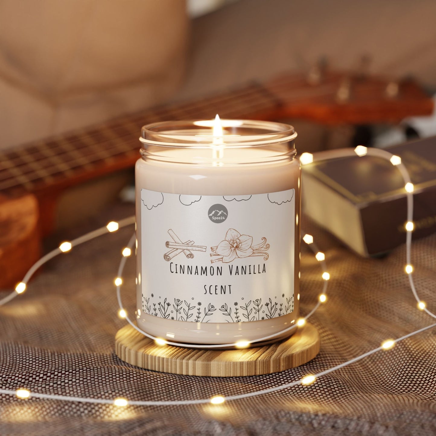 Cinnamon Vanilla Soy Candle - Relaxing Home Decor, Eco-Friendly Gift, Aromatherapy, Scented Candle, Handmade Candle-- 9oz