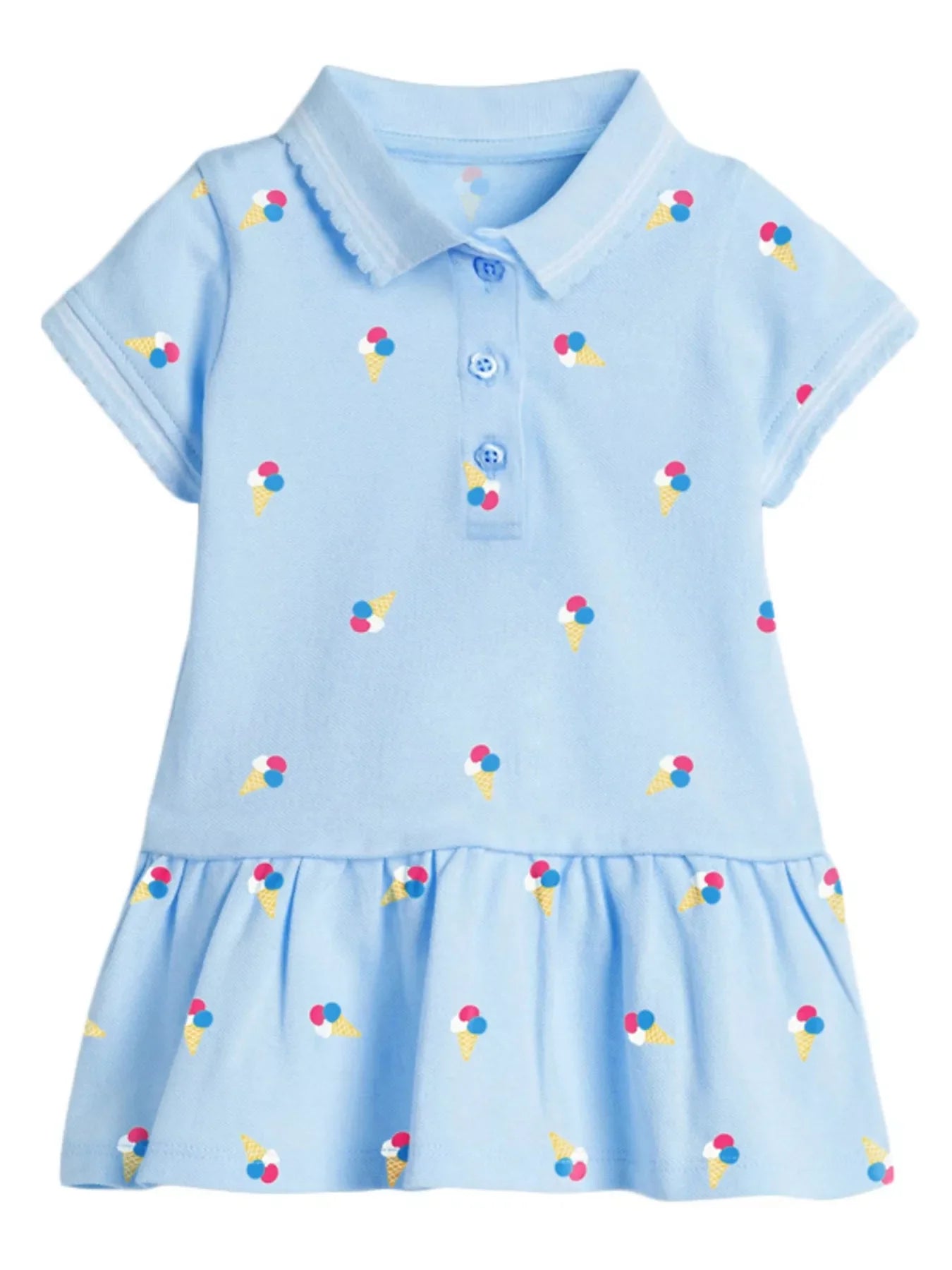Children's Button Detail Short Sleeve Dress