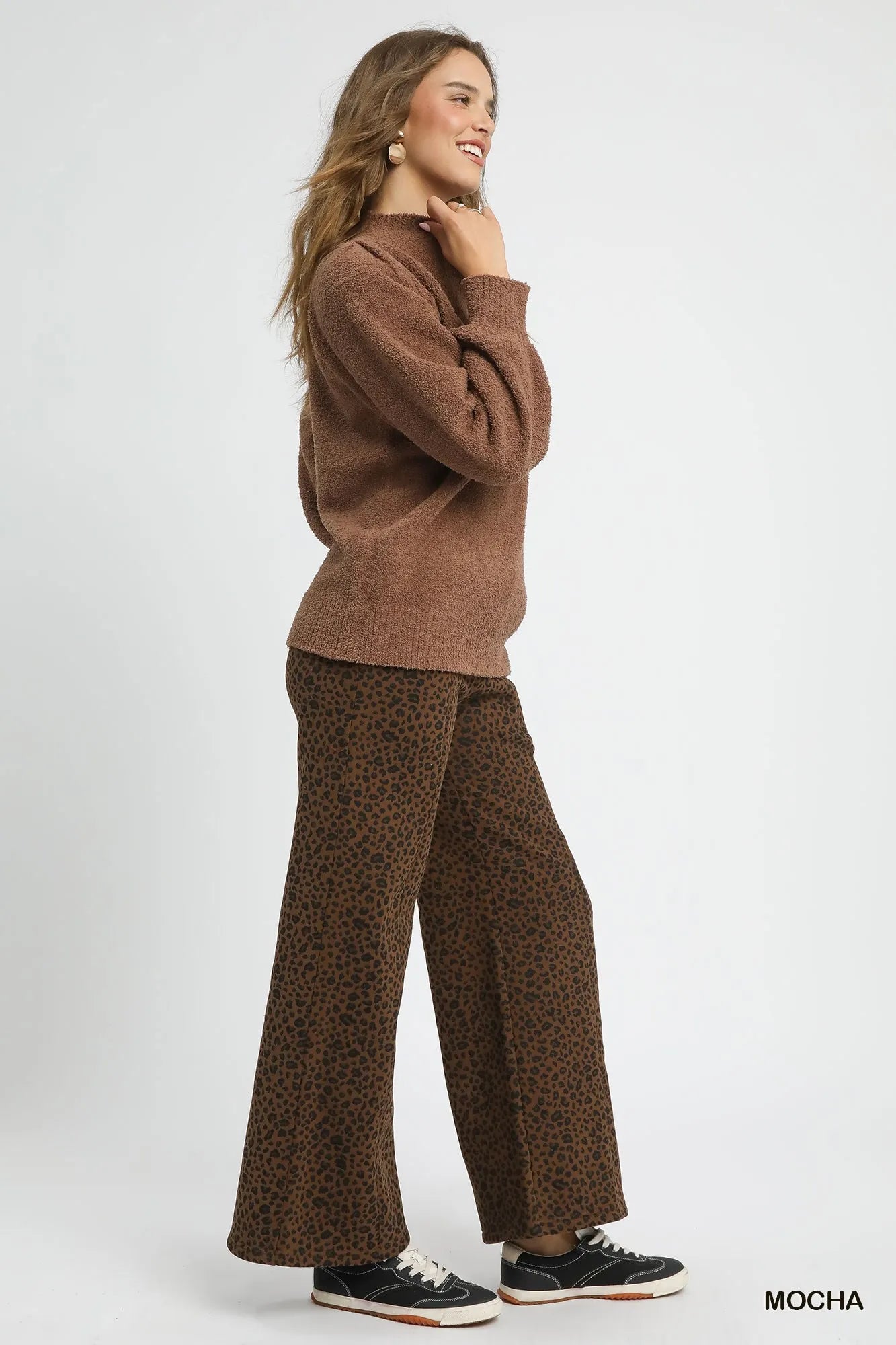 Umgee Textured Long Sleeve Sweater with Ribbed Trim