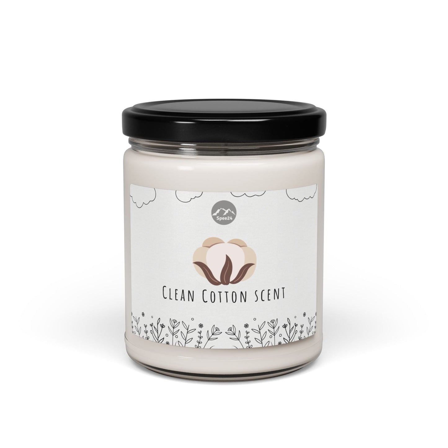 Clean Cotton Scented Soy Candle, Aromatherapy Candle, Home Decor Gift, Eco-Friendly Candle, Relaxation Candle, Candle for Stress Relief-- 9oz