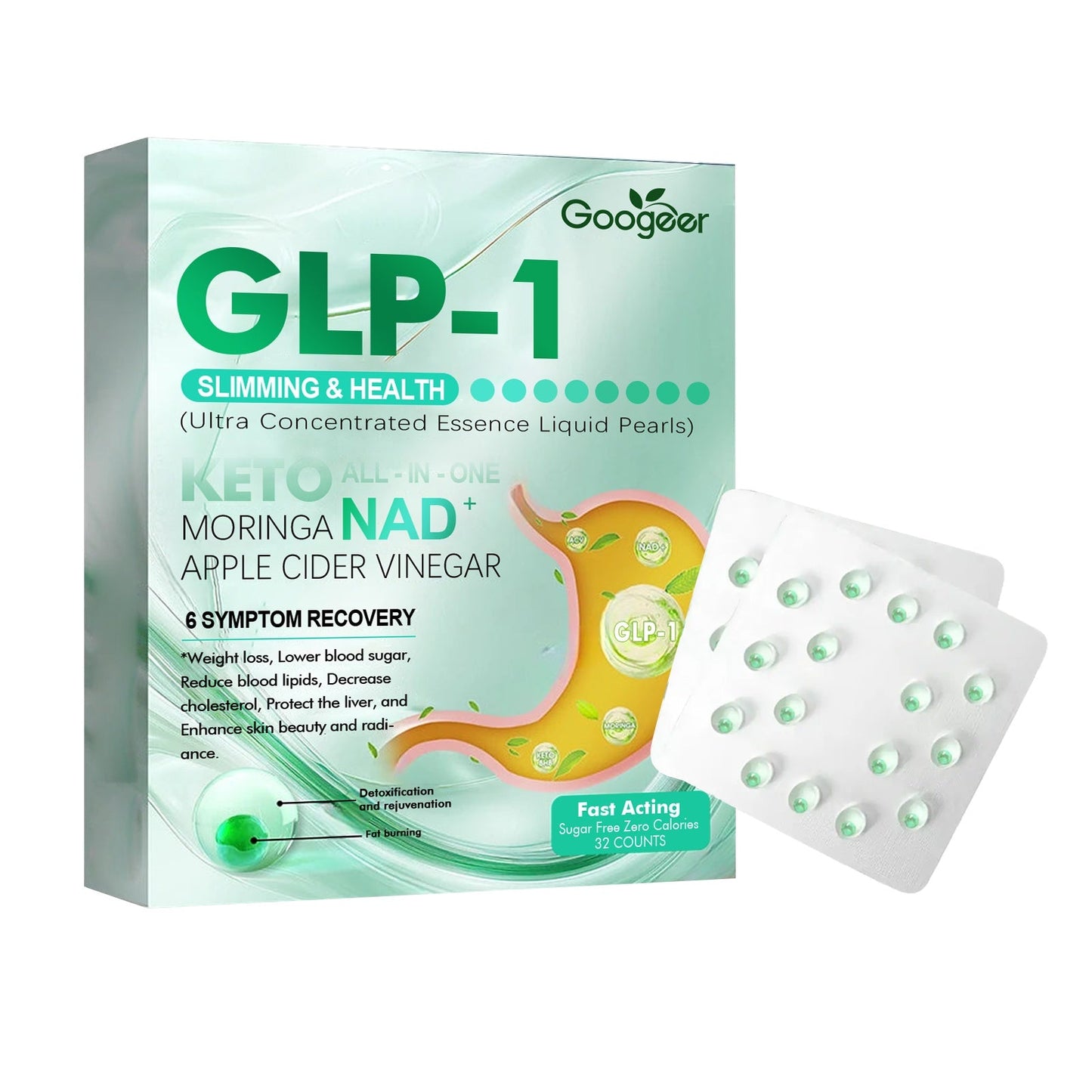 GLP-1 Support Dietary Supplement 32 Count with Apple Cider Vinegar Powder NAD+ and Botanical Extract