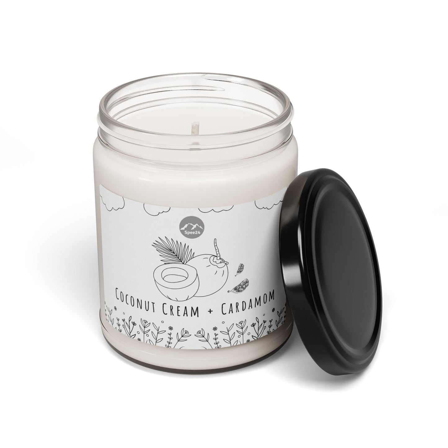 Coconut Cream Cardamom Soy Candle, Relaxing Aromatherapy Gift, Home Fragrance, Eco-Friendly Candle, Self-Care, Cozy Decor -- 9 oz