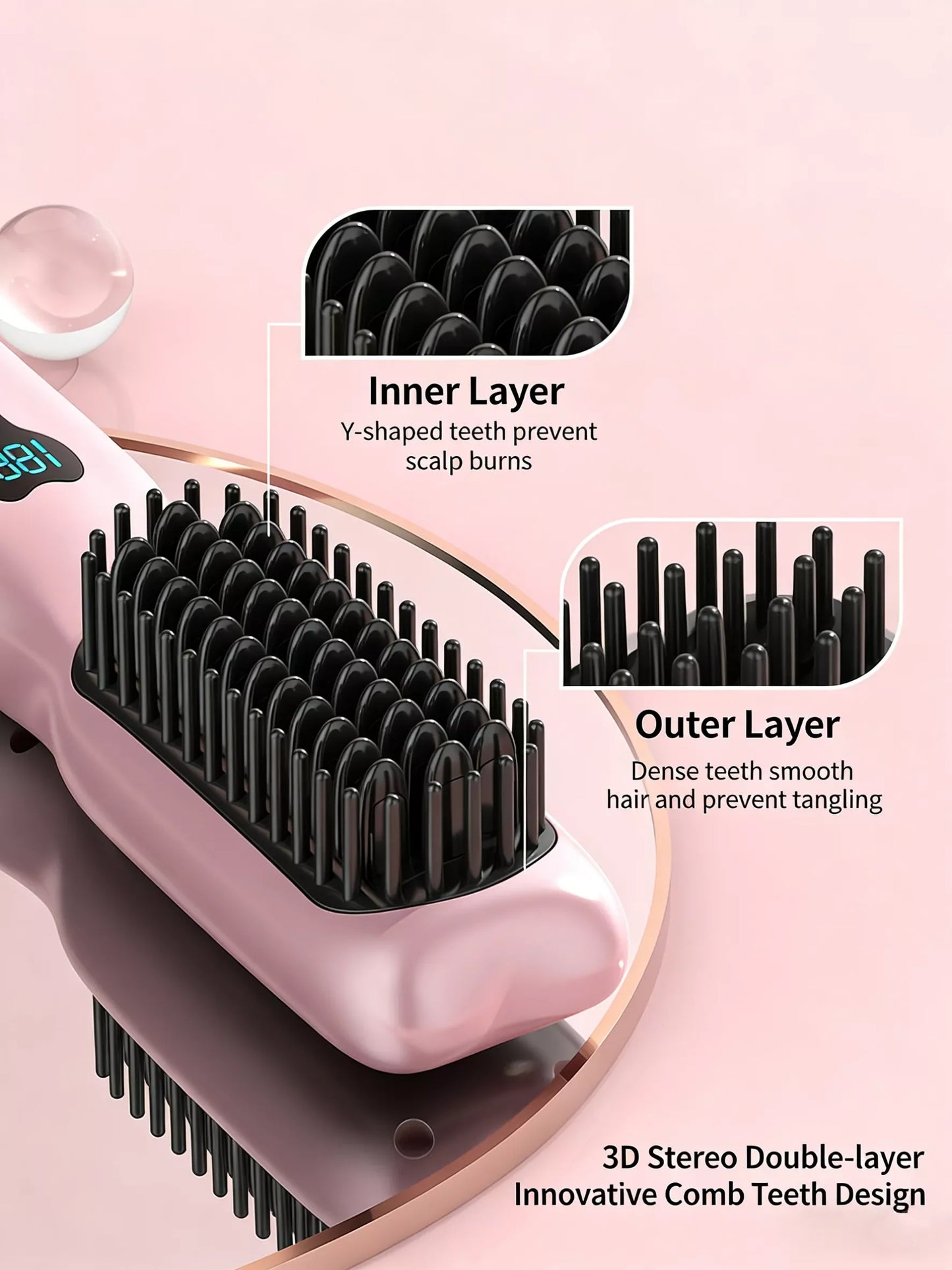 Portable Heated Hair Straightening Comb