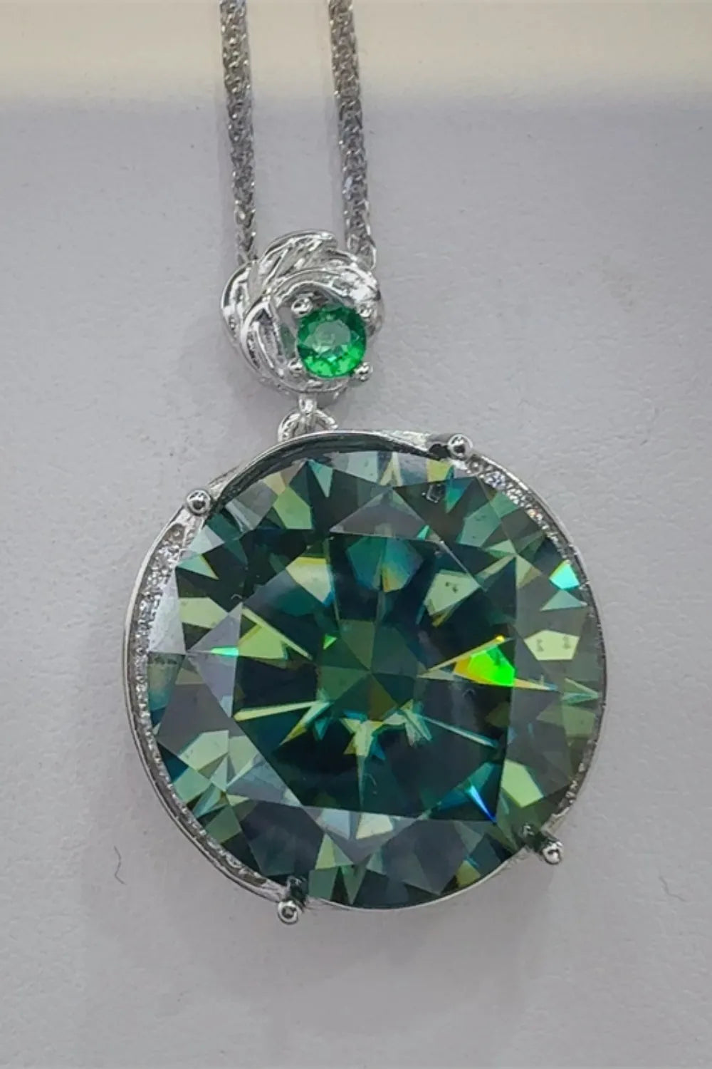 20 Carat Moissanite 925 Sterling Silver Pendant Necklace