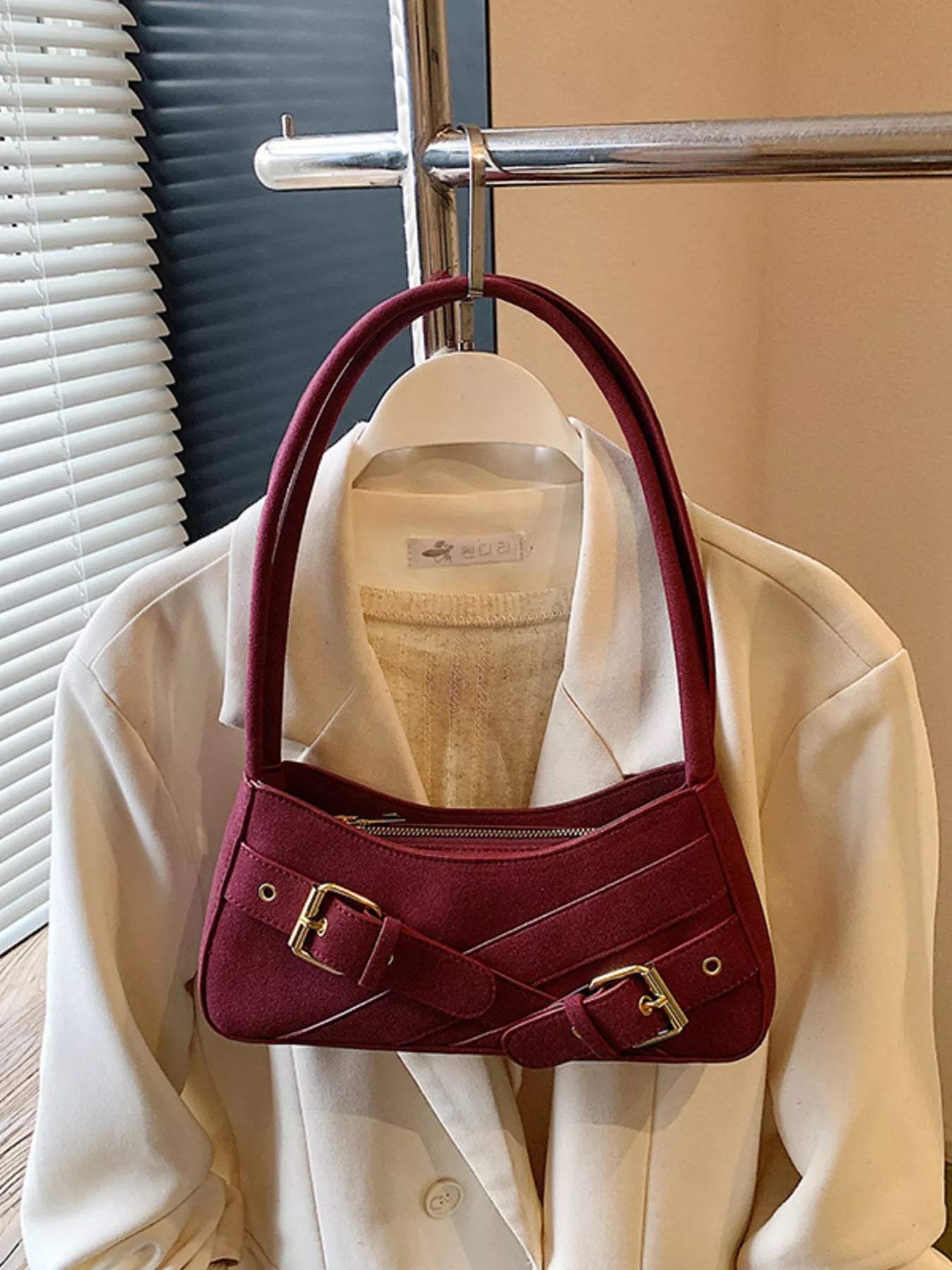 Buckle Decor Shoulder Bag