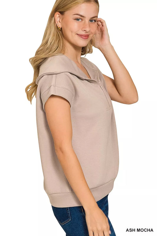 Zenana Scuba Half Zip Top