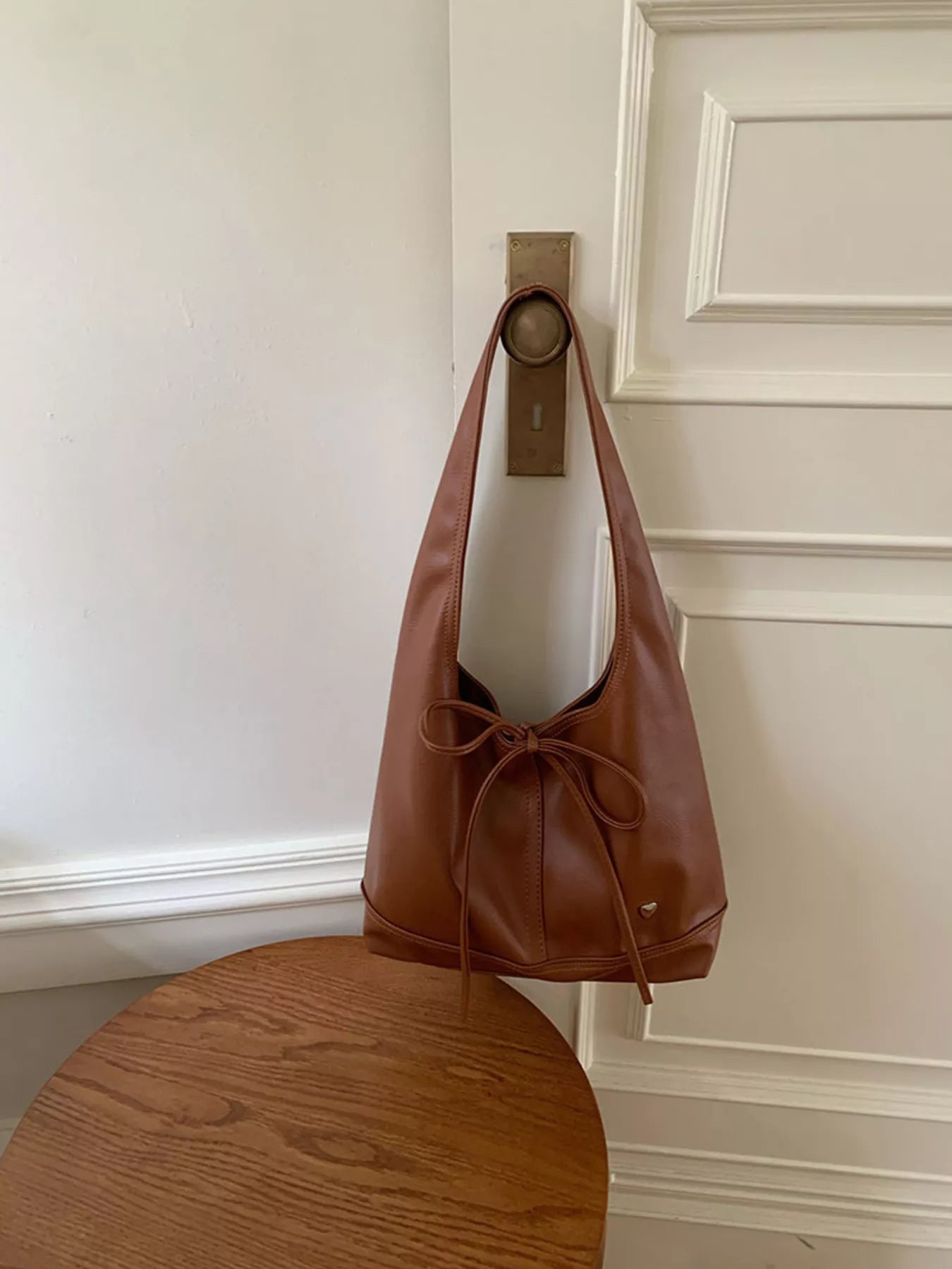 Leather Tied Shoulder Bag