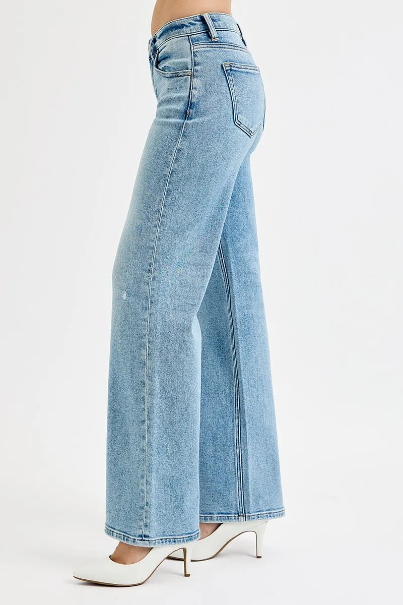 RISEN Full Size Low Rise Ankle Boyfriend Distressed Jeans Plus Size