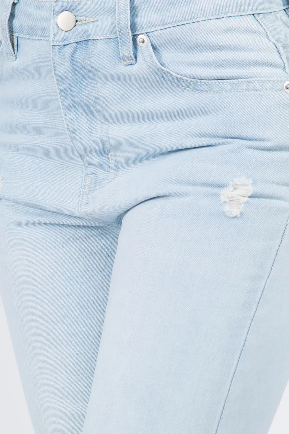 American Bazi High Waist Distressed Raw Hem Jeans