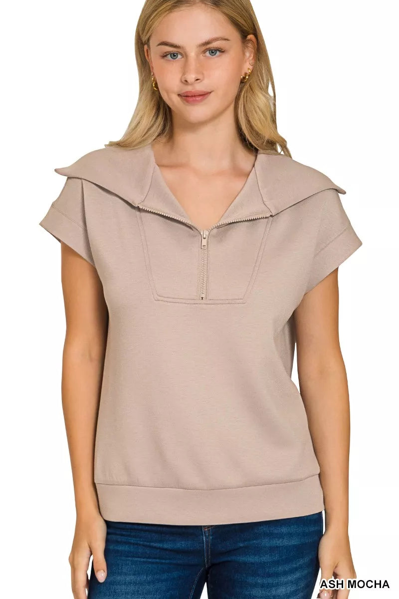 Zenana Scuba Half Zip Top