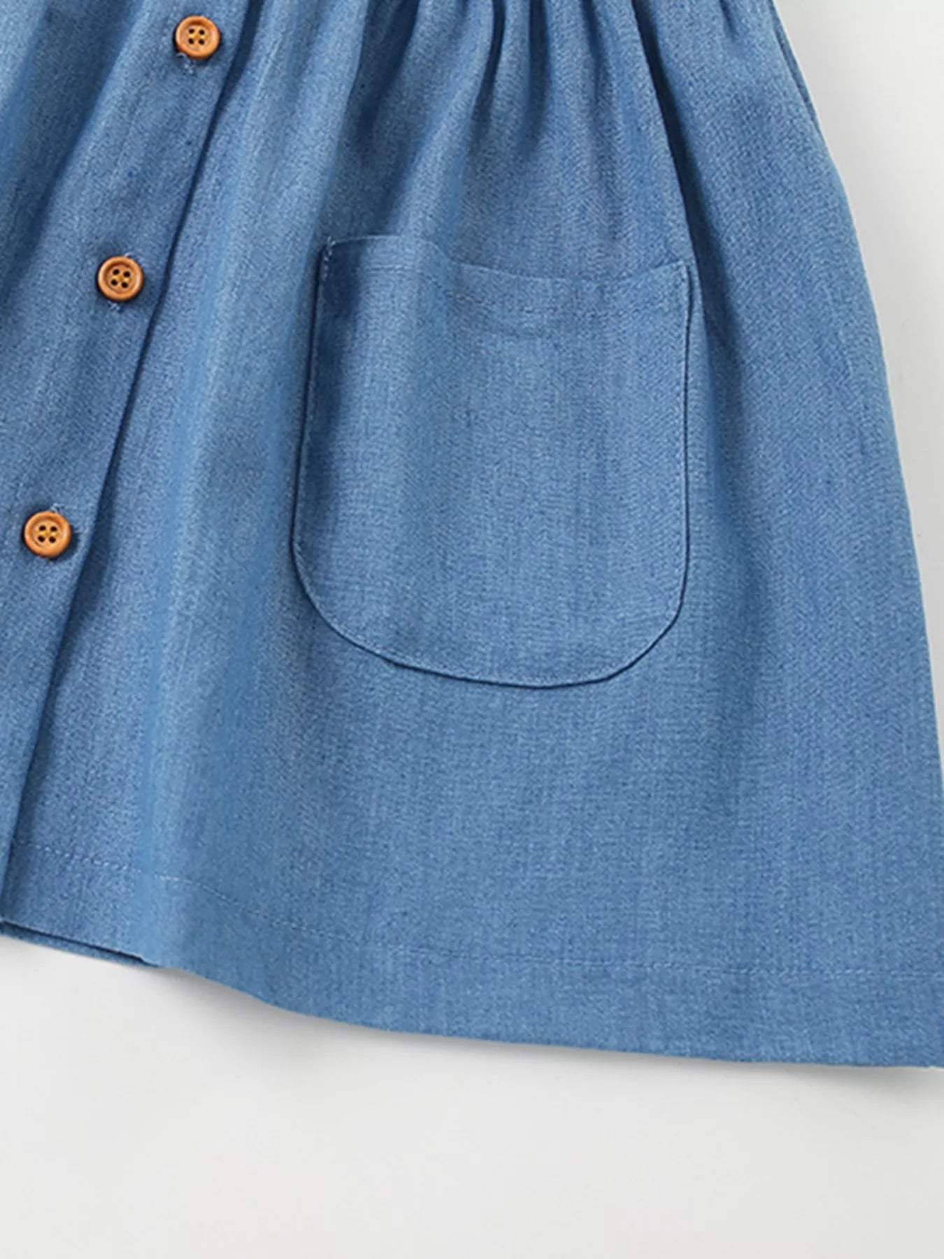 Children's Daisy Embroidered Denim Button-Down Dress
