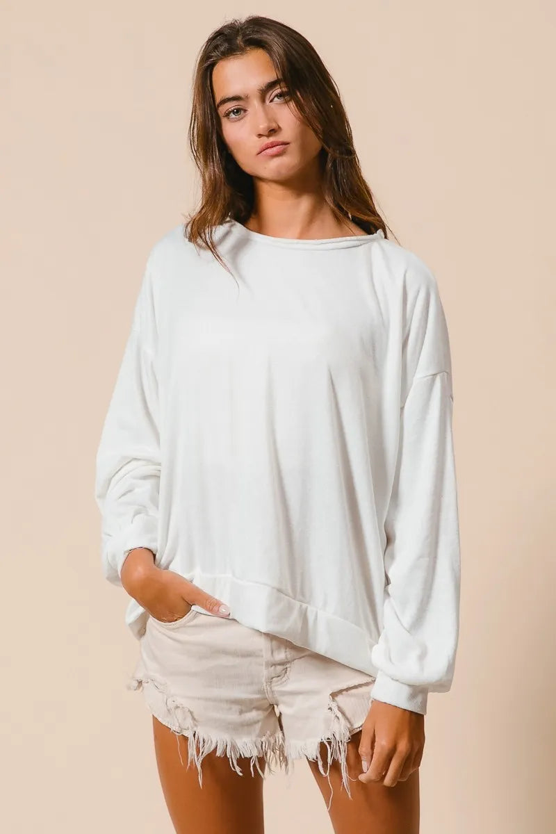 BiBi Loop Terry Pull Over With Cut Edge Band