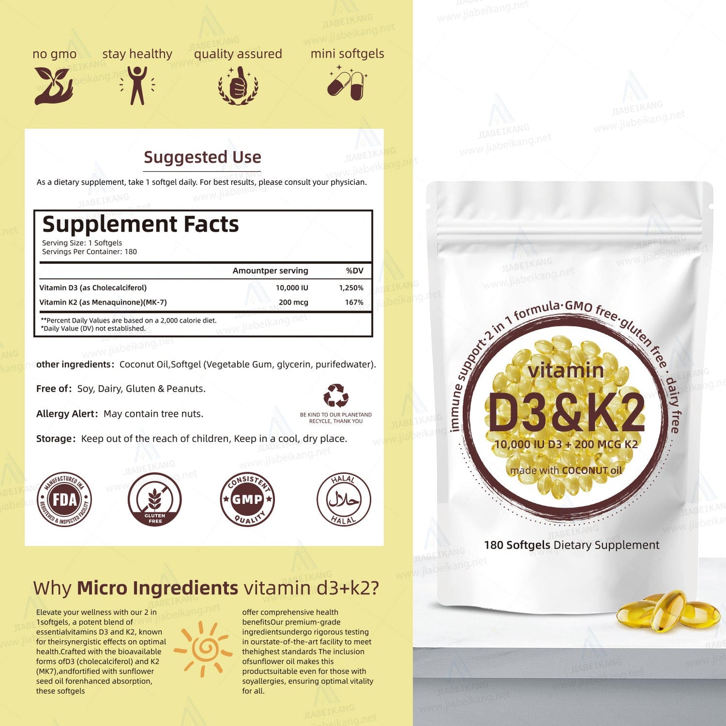 D3 K2 Vitamin Supplement Wholesale Joint Support Vitamin Capsules Softgel