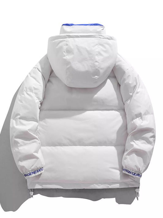 Men's Full Size Contrast Hooded Jacket with Drawstring Hem Plus Size