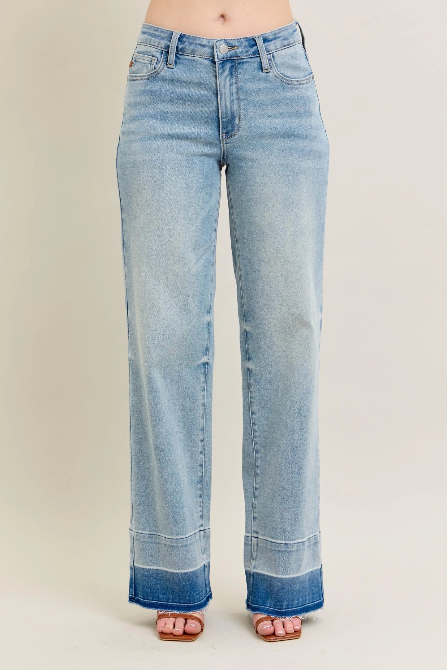 Judy Blue Full Size Mr Release Hem Wide Leg Jeans Plus Size