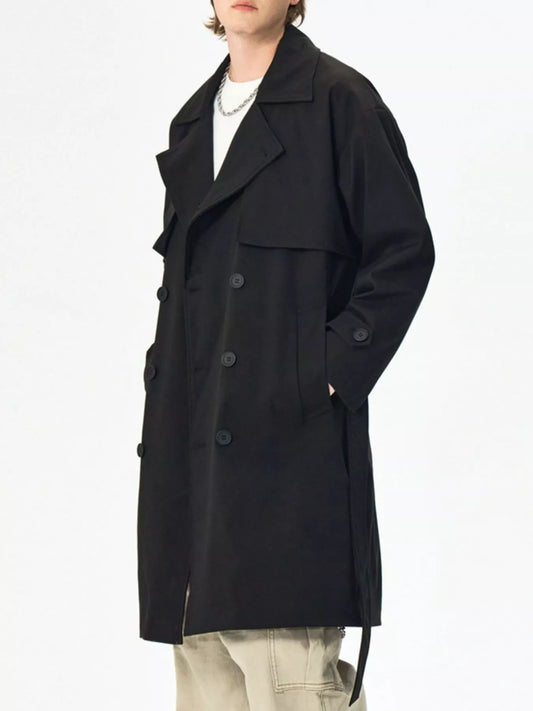 Men's Full Size Double-Breasted Trench Coat Plus Size