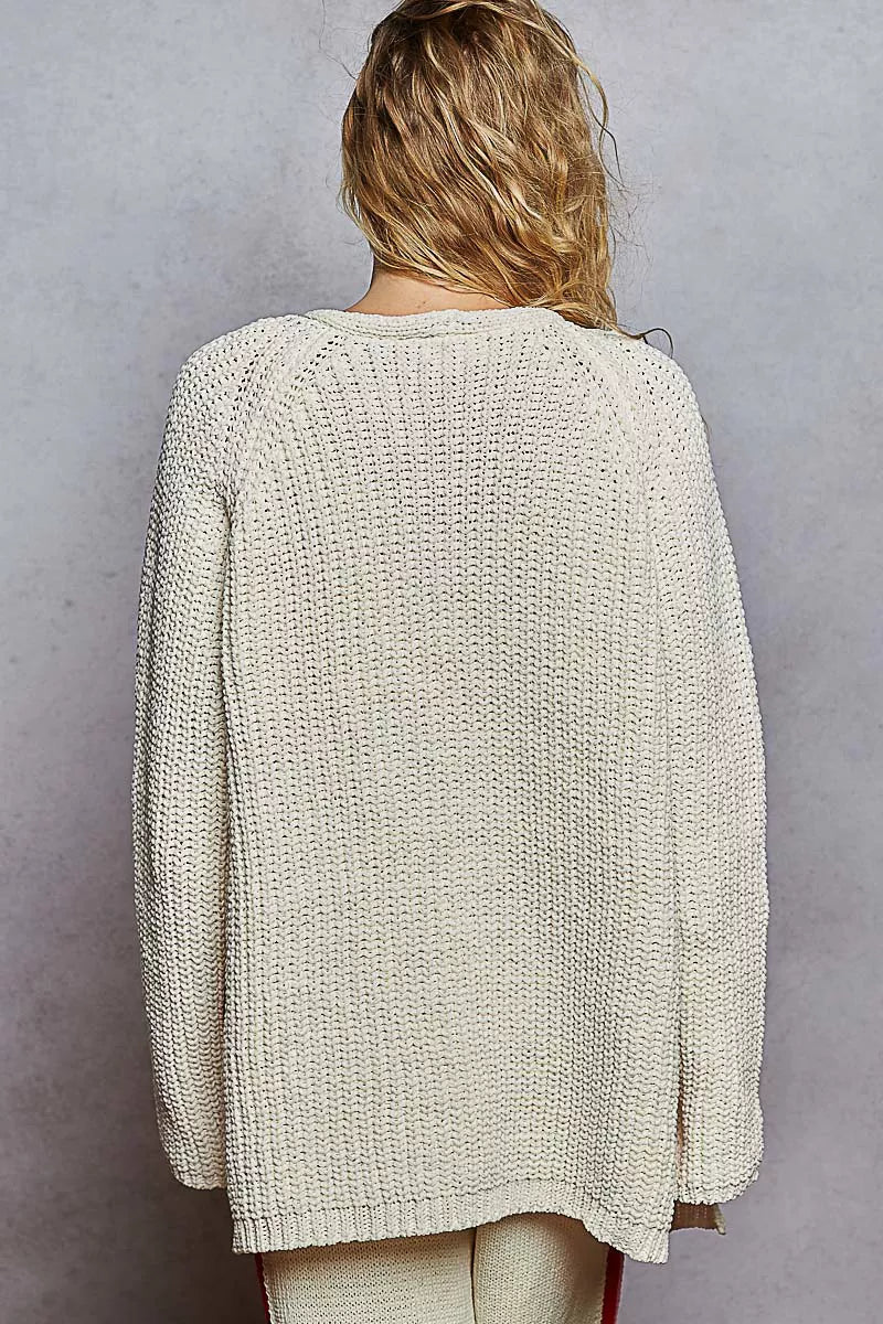 POL Open Front Knit Cardigan with Front Pocket