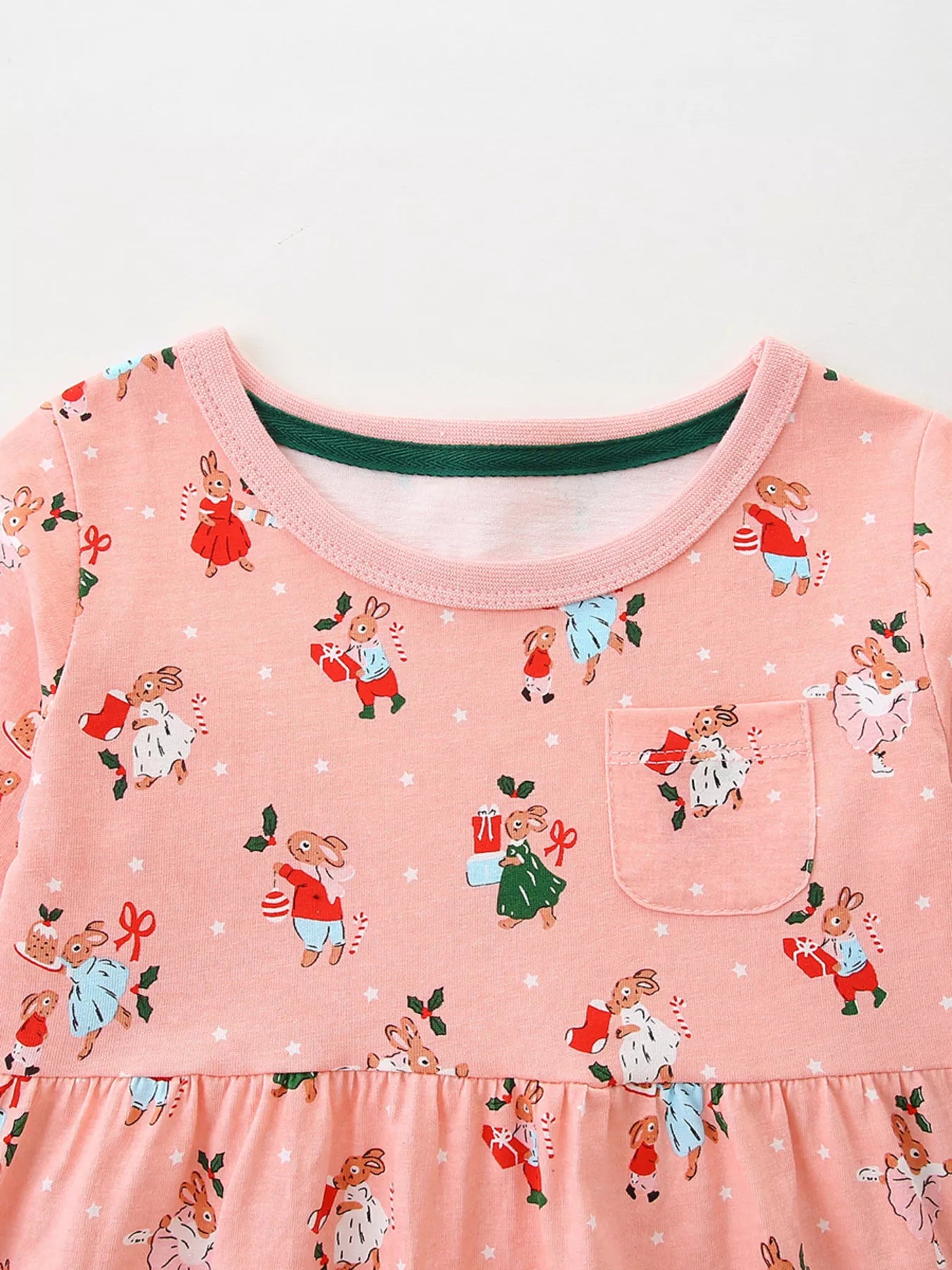 Children's Christmas Print Long Sleeve Dress