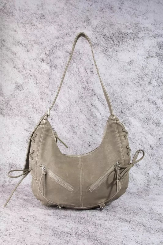 Fame Larger Leather Crescent Shoulder Bag
