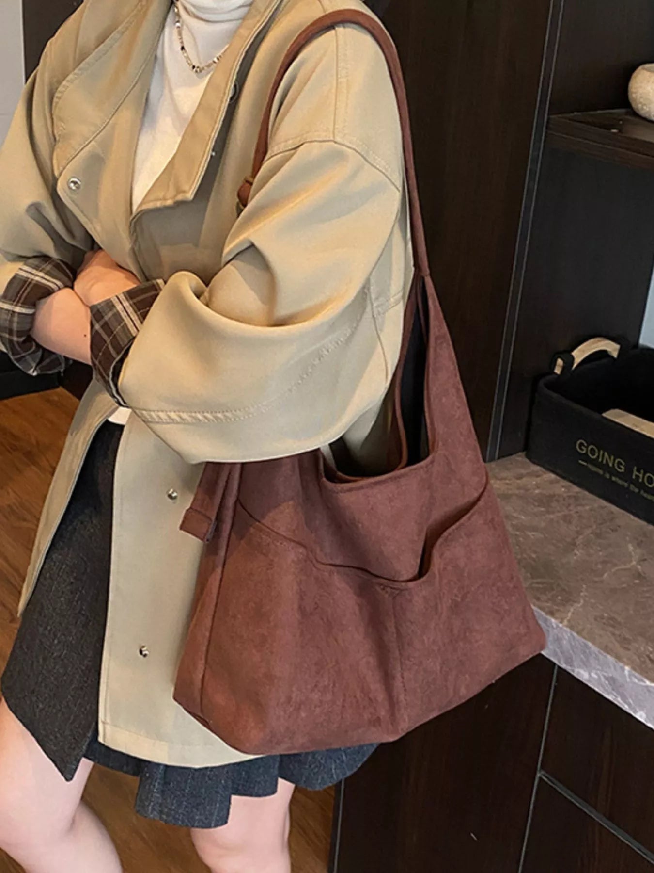 Minimalist Suede Shoulder Bag