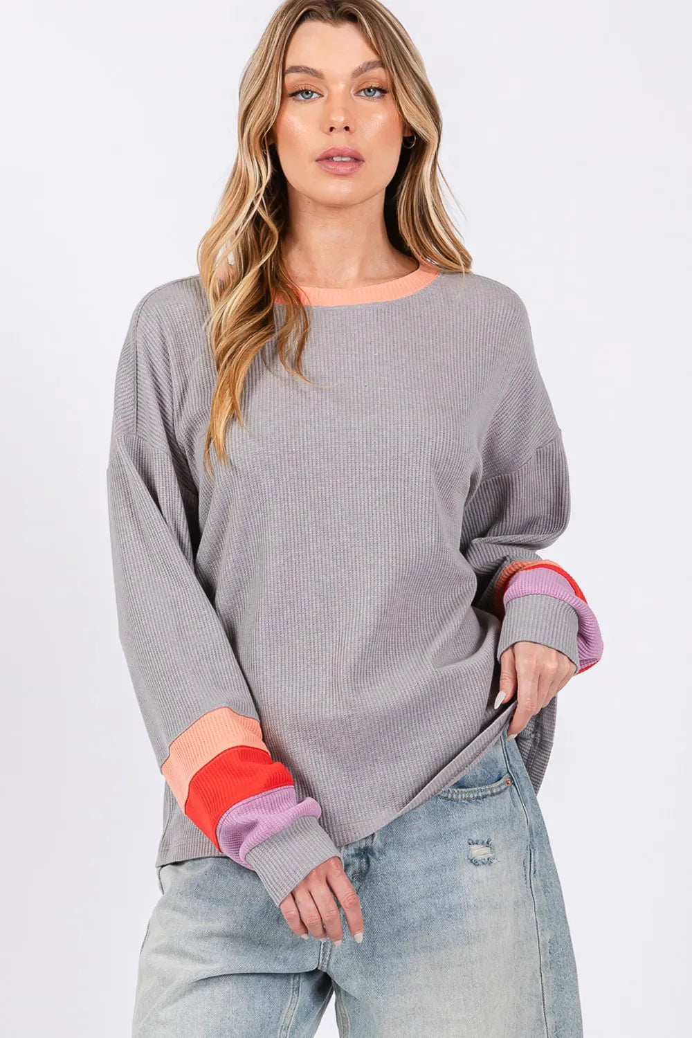 SAGE + FIG Color Block Waffle Knit T-Shirt