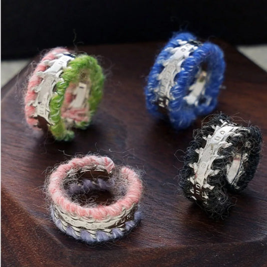 Brass Yarn-Wrapped Open Ring