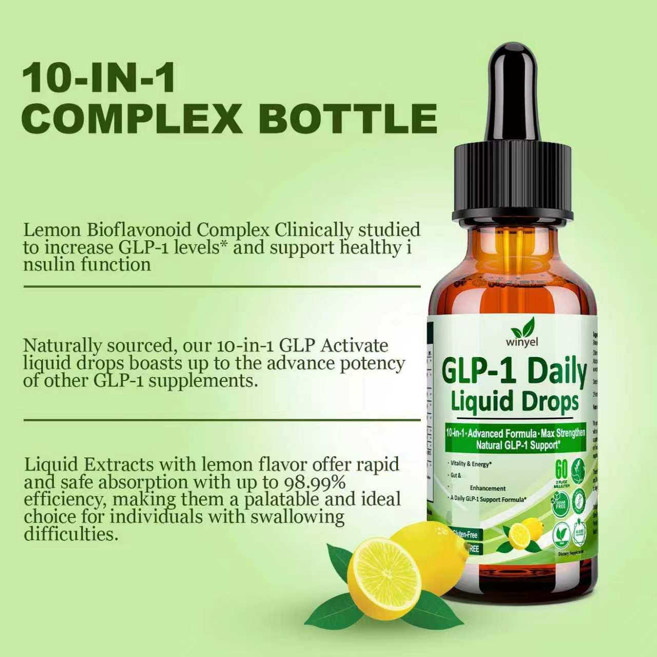 GLP-1 Supplement Liquid Drops W. Berberine Ceylon Cinnamon Green Tea Fiber, 10-in-1 Advanced GLP-1 Oral Drop For Women & Men