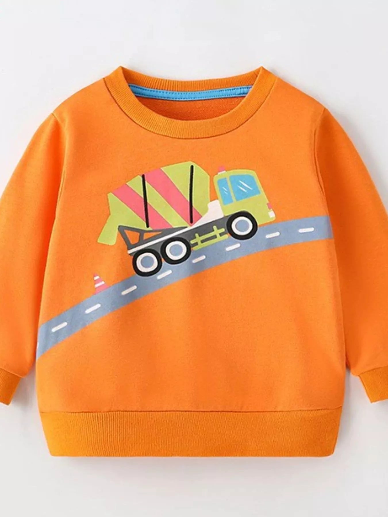 Children's Colorful Car Crew Neck Sweatshirt