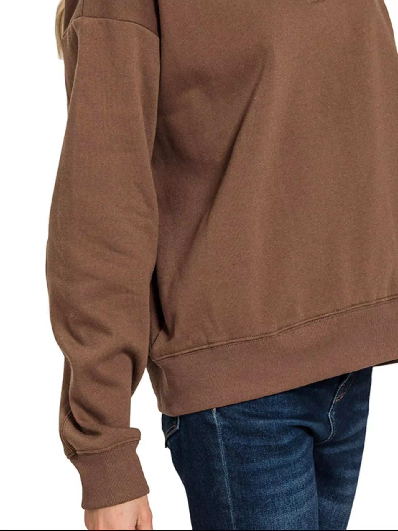 Zenana Fleece Half Zip Sweatshirt