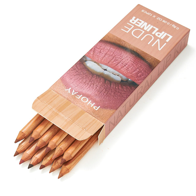Phofay Long-Lasting Matte Lip Liner Set – 0.8g × 12 pcs