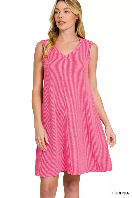 Zenana Raised Rib Sleeveless Mini Dress
